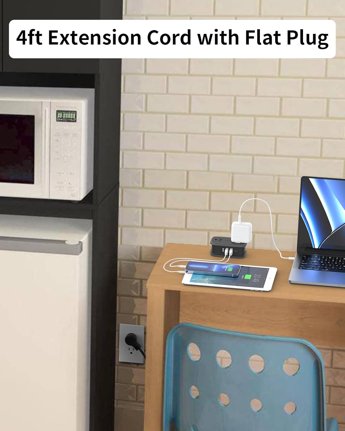 2 Pack Power Strip with USB Ports, 4 Outlets 3 USB Ports, NTONPOWER Small Power Strip with 4ft Short Extension Cord Retractable, Compact Size for Travel, Home Office, Hotel, Black