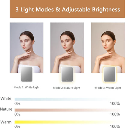 Makeup Bag with Led Mirror,Travel Makeup Organizer with 3 Color Setting, Portable Storage and Adjustable Dividers Travel Makeup Bag(light brown)