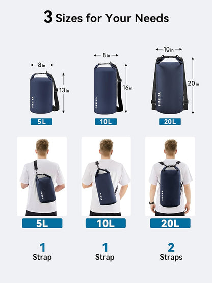 HEETA Waterproof Dry Bag for Women Men(Upgraded Version) 5L/10L/20L/30L/40L Roll Top Lightweight Dry Storage Bag Backpack with Emergency Whistle for Travel, Swimming, Boating, Kayaking, Camping, Beach
