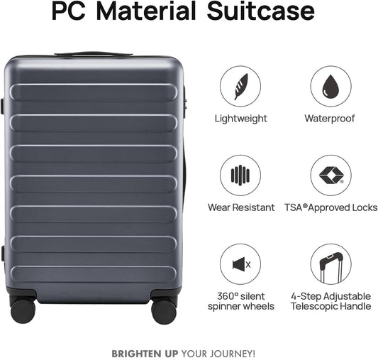 Carry on Luggage 22 X 14 X 9 Airline Approved, 20 Inch Luggage for 3-5 Days Travel, Double Spinner Wheels, 100% Hardshell PC, TSA Lock (02-Grey (Basic), Checked 28-Inch)