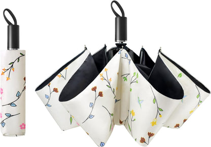 Cuby UV Sun Umbrella Compact Folding Umbrella lightweight Portable Manual Travel Umbrella for Rainproof & 99% UV Protection with Black Anti-UV Coating