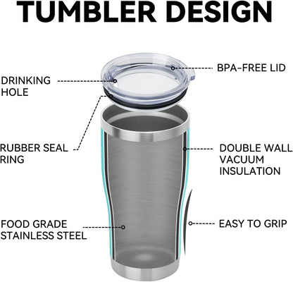 DOMICARE 20oz Tumbler with Lid Stainless Steel Tumblers Bulk, Double Wall Vacuum Insulated Coffee Travel Mug Powder Coated Tumbler, 12 Pack Light Blue