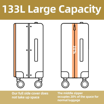 29 Inch Luggage with Expansion & Side Opening Design, 50 * 31(35)*76cm, 117L~133L Ligthweight ABS+PC Hardshell Checked Suitcase, Yellow