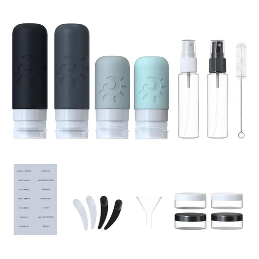 18 Pack travel Bottles for Toiletries, TSA Approved Silicone Travel Containers Leak Proof Refillable Travel Accessories for Shampoo Conditioner Lotion Body Wash(Multicolored A)