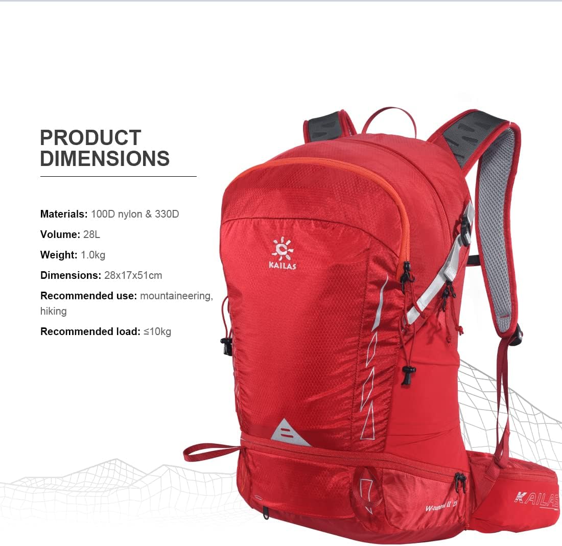 KAILAS Q-WIND II 28L Hiking Daypack Waterproof Lightweight Backpack with Rain Cover for Men Women Travel Outdoor