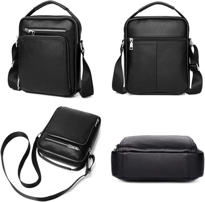 KPYWZER Genuine Leather Shoulder Bag Small Men Messenger Pack Handbag Sling Crossbody Bag Man Purse for Business