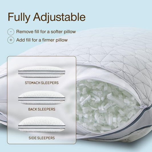 Coop Home Goods Eden Cool Adjustable Pillow, King Size - Adjustable Memory Foam with Gel Infusion - Soft Breathable Lulltra Fabric - Ideal for All Sleepers - Eco-Friendly CertiPUR-US Certified