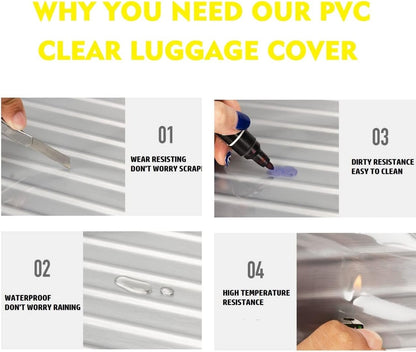 2pcs Clear PVC Suitcase Covers Protectors Transparent Luggage Cover Waterproof Wheeled Suitcase Dust Cover Dustproof Travel Luggage Sleeve Protector 20"+24"(2PCS)