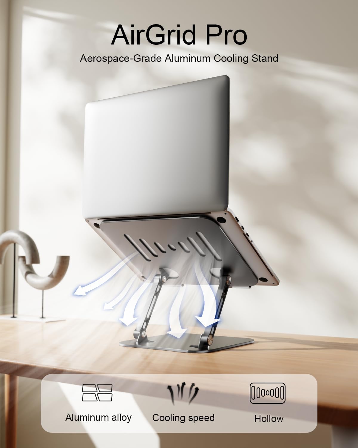 Laptop Stand Adjustable MacBook Stand for Desk Aluminum Notebook Holder Ergonomic Computer Riser Portable Desktop Stand Compatible with All MacBook Notebook Laptop 10-17 Inch