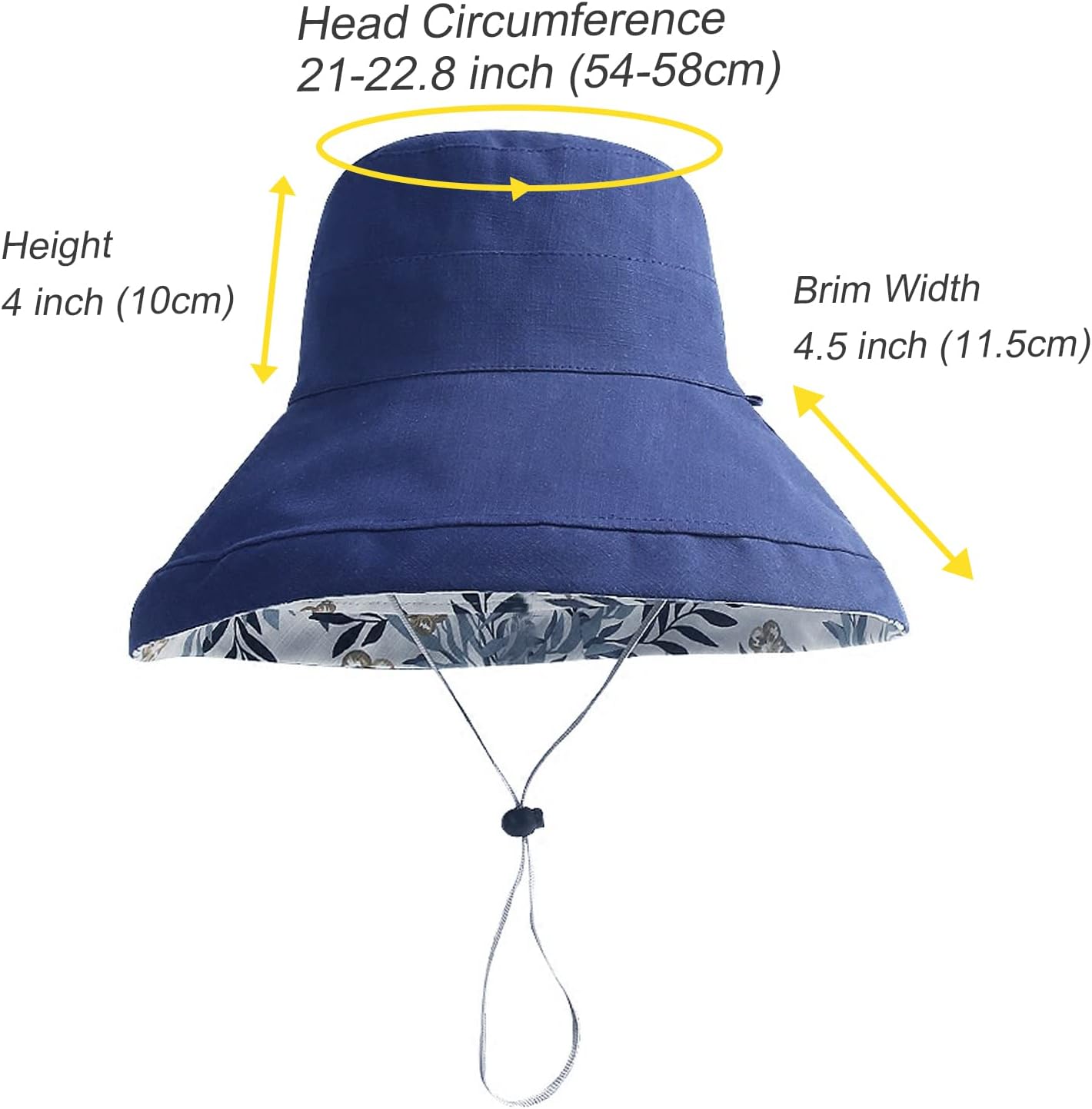 Women Wide Brim Sun Hats Metal Wired Edge Summer UV Protection Beach Fishing Hat for Hiking Garden Travel Chin Strap