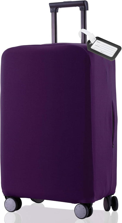 Travel Luggage Cover Protector Scratch-Resistant Fit 19-33 Inch Suitcase, Elastic Luggage Compartment Cover, Protective Cover, Dust CoveNot Included Suitcase (Purple, 3XL(32-33inch))