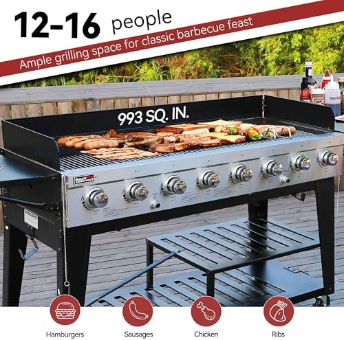 Royal Gourmet 8-Burner Gas Grill, 104,000 BTUs Liquid Propane Grill