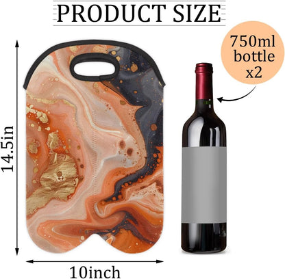 Wine Carrier Tote Personalized Bag for 2 Bottles - Neoprene Wine Bottle Holder with Carry Handle, Wine Protective Bag Insulated Bag Beer Cans Water Bottle Holder for Travel Picnic,Style14