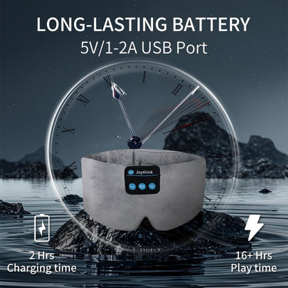 Joythink Sleep Headphones Wireless Eye Mask Kids Children Silk Wireless Headband Headphones for Sleeping with Adjustable Speaker Wireless Earbuds Side Sleeper Travel Meditation Music Mask Grey