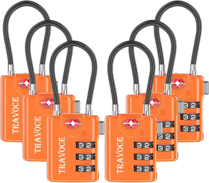 TSA Approved Luggage Locks, Travel Locks Which Also Work Great as Gym Locks, Toolbox Lock, Backpack and More, Orange 6 Pack