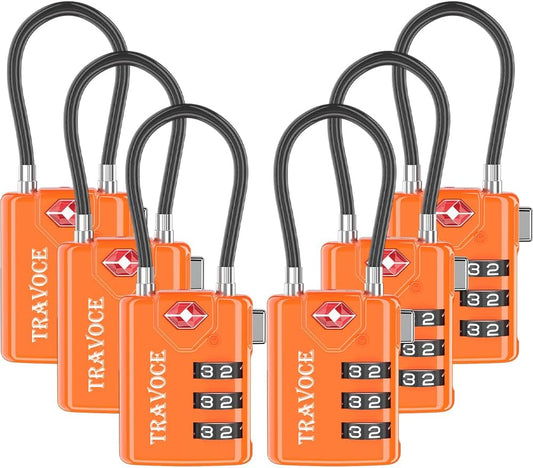 TSA Approved Luggage Locks, Travel Locks Which Also Work Great as Gym Locks, Toolbox Lock, Backpack and More, Orange 6 Pack