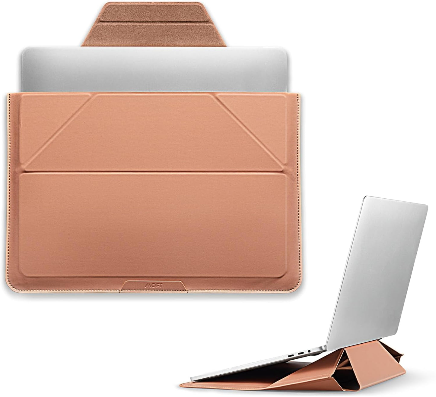 MOFT Laptop Carry Sleeve, 2-in-1 Laptop Bag & Stand for 14" MacBook Air/Pro & Dell/HP/Lenovo/Asus, Stylish Slim Computer Sleeve Bag with Expandable Storage for Computer Accessories, Class Nude