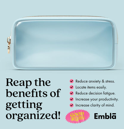 Clear Makeup Bag Zipper Pouch, Transparent Cosmetic Case Organizer, TSA Approved Travel Toiletry Case, Travel Accessories Essentials Makeup Tote for Women, Small Cute Make up Bag for Purse - Sky