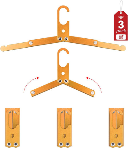 Hikeman Travel Hangers Metal Heavy Duty Folding Hangers for Wet Clothes Portable Space Saving Travel Accessories for Camping Cruise Hotel (3, Orange)
