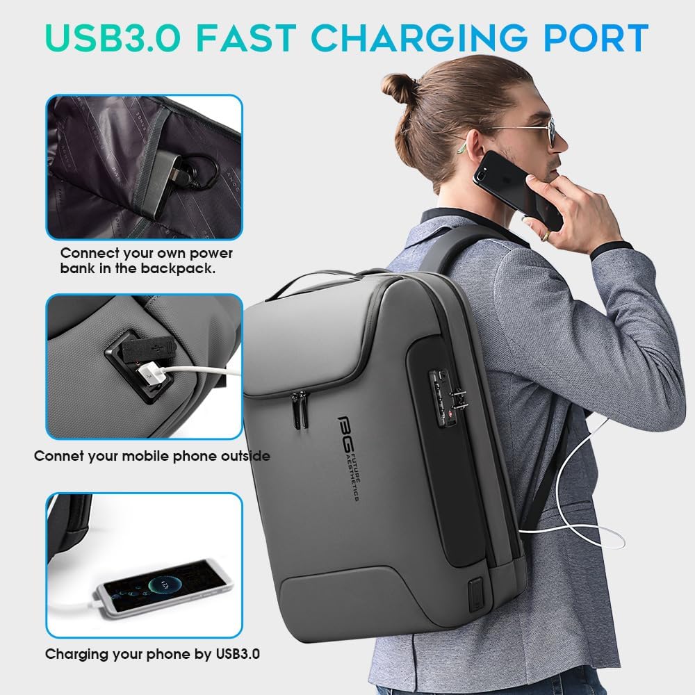 BANGE Anti Theft Backpack With TSA Lock,Waterproof Backpacks With YKK Zipper, High Tech Business Backpack For Men And Women, Laptop Backpack Fits For 17.3 Inch Notebook…