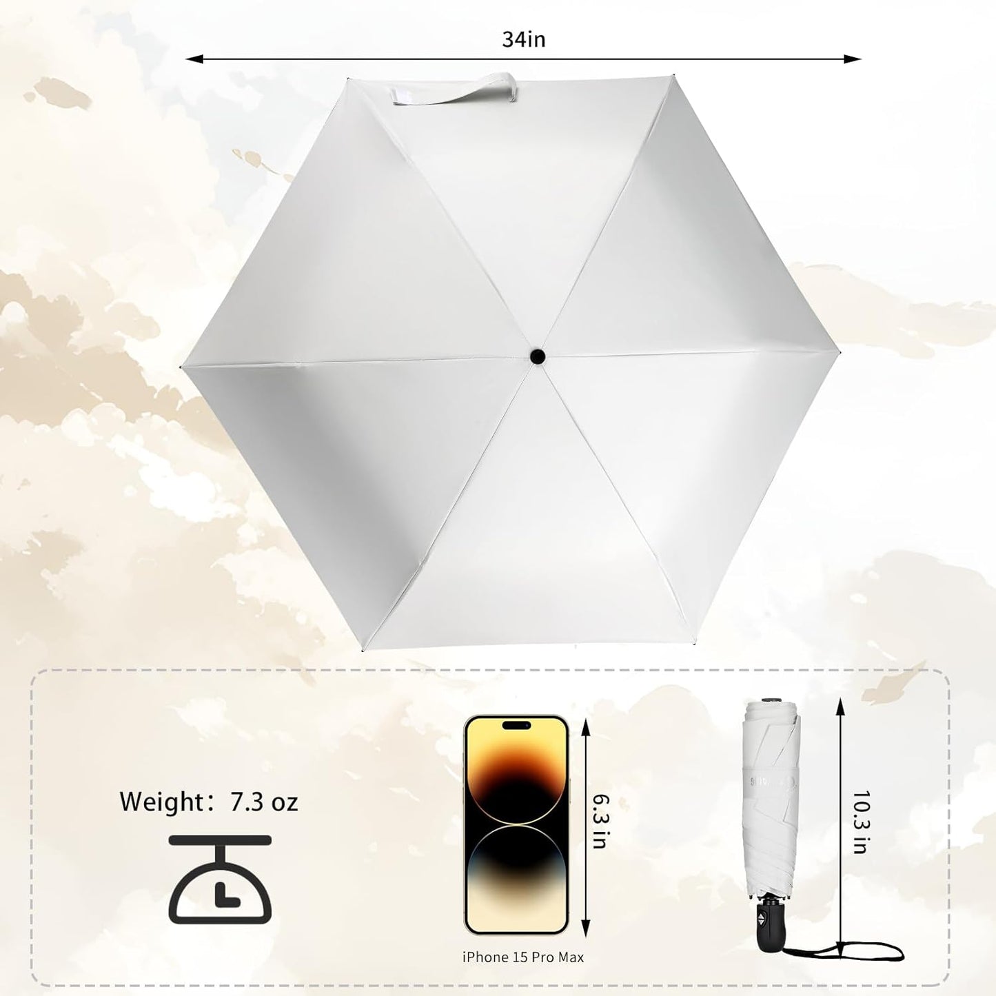 GAOYAING Compact Automatic Travel Umbrella with Case, Mini Small Folding Sun UV, Pocket Purse Umbrella