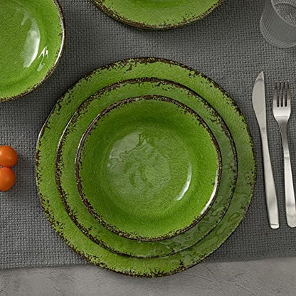 LEHAHA Modern Rustic Melamine Dinnerware Sets, 12-Piece Camping Dishes Set