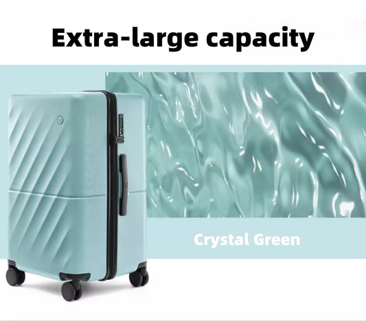Trunk Luggage 22 Inch, Small Checked Luggage with Double Spinner Wheels, Anti-Burst Zipper, Hard Case PC Suitcase, Lightweight Travel Luggage, TSA Approved (Crystal Green, Hudson)