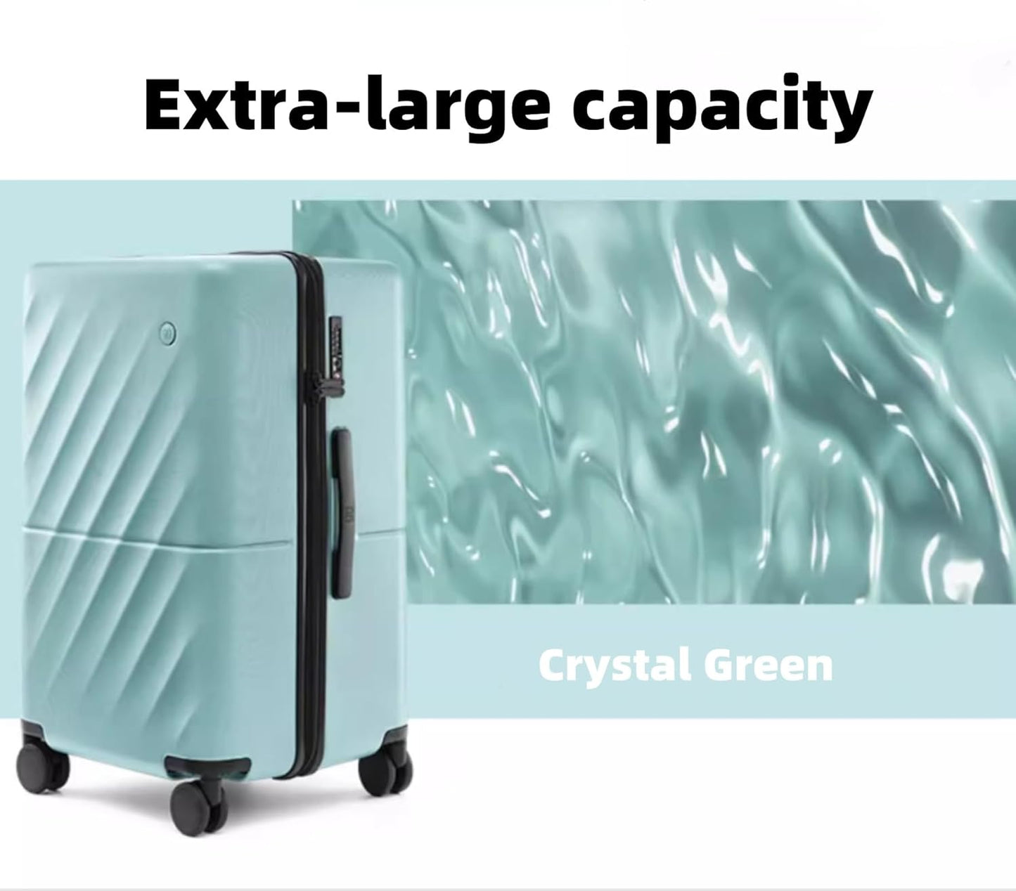 Trunk Luggage 24 Inch, Medium Checked Luggage with Double Spinner Wheels, Anti-Burst Zipper, Hard Case PC Suitcase, Lightweight Travel Luggage, TSA Approved (Crystal Green, Hudson)
