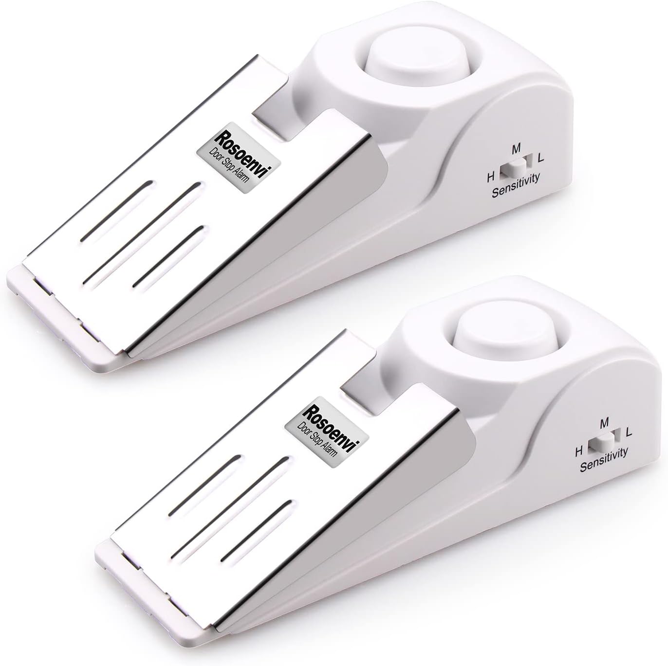 2 Pack Door Stop Alarm, Door Stopper with 120DB Security Alarm, Floor Wedge Door Stop Siren, Door Security Devices for Traveling, Apartment, Hotel and Home, White