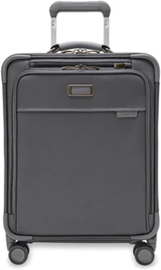Briggs & Riley Global 21" Carry On Expandable Spinner - Luggage for Travel, Suitcases with Wheels, Softside Rolling Bag for Men & Women, Self-Repairing Zipper - Baseline Collection, Steel Gray