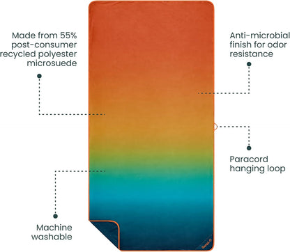 Rumpl Tech Towel Quick-Dry Towel for Travel, Beach, and Camp, Baja Fade