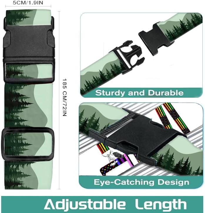 Luggage Straps for Suitcases Travel Belt Accessories, Cute Suitcase Strap, Adjustable Luggage Belt Strap, Heavy Duty with Quick-Release Buckle Luggage Strap Black Mountain