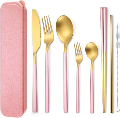 AARAINBOW 6 Pieces Stainless Steel Flatware Set Portable Reusable Cutlery Set by AARAINBOW