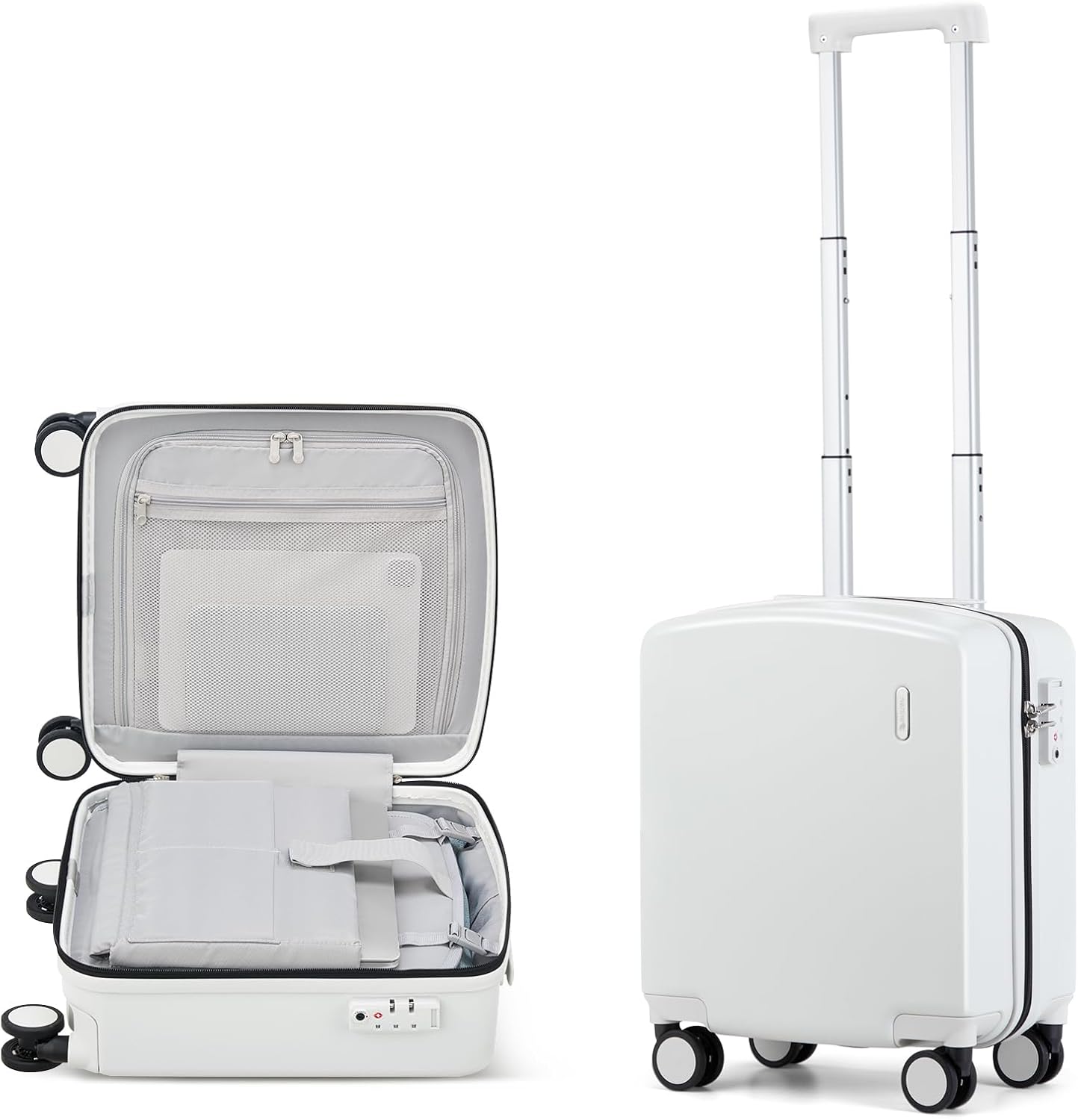 Hanke 16 Inch Underseat Carry On Luggage, Airline-Approved Hard Shell Small Suitcase with Spinner Wheels, Lightweight Tsa Lock Travel Luggage for Short Trips(Smoke White)