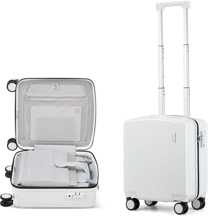 Hanke 16 Inch Underseat Carry On Luggage, Airline-Approved Hard Shell Small Suitcase with Spinner Wheels, Lightweight Tsa Lock Travel Luggage for Short Trips(Smoke White)