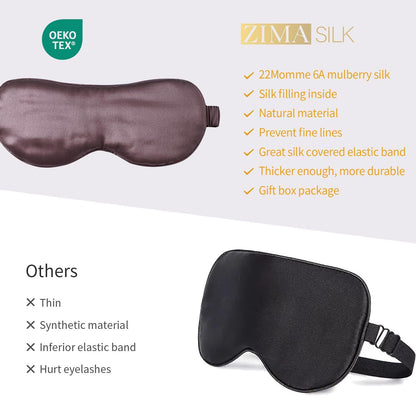 ZIMASILK Adjustable 100% 22 Momme Mulberry Silk Sleep Mask for Sleeping, Filled with Premium Mulberry Silk, Softest & Breathable Eye Sleeping Mask (Plum Wine)