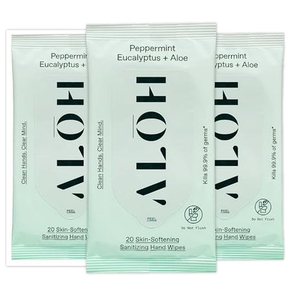 ALŌH Peppermint Eucalyptus + Aloe Sanitizing Hand Wipes by AL%C5%8CH