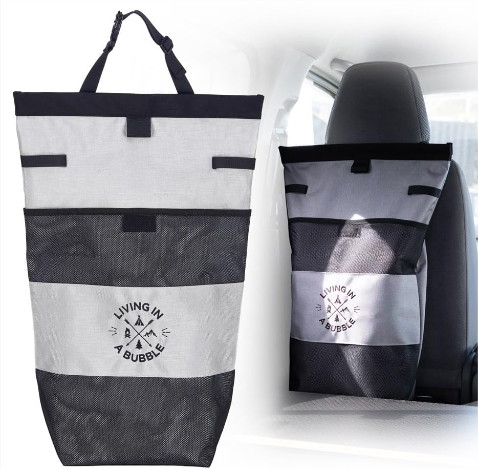 Living in a Bubble Wet Dry Laundry Bag – Portable Waterproof Laundry Hamper for RV, Campervan & Travel – Foldable Clothes Organizer with Separate Wet & Dry Compartments