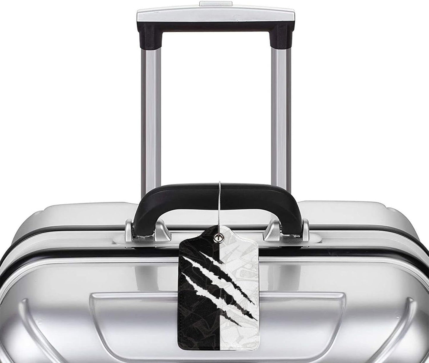 Black Against White Pattern Luggage Tags for Suitcases, Cool Scratches Bag Tags Private Name ID Labels for Travel Baggage Suitcase Lunch Box, Cruise Ships