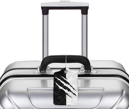 Black Against White Pattern Luggage Tags for Suitcases, Cool Scratches Bag Tags Private Name ID Labels for Travel Baggage Suitcase Lunch Box, Cruise Ships
