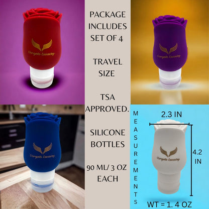 Vorgato Luxury- Silicone Travel Bottles for Toiletries - 3oz Silicone - TSA Approved - Refillable Travel Bottles 4pcs (White)