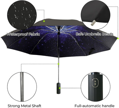 LLanxiry Compact Travel Umbrella, Mini Windproof Umbrellas for Rain & Sun, Small Lightweight Outdoor UV Umbrella, Portable Folding Umbrellas for Travel