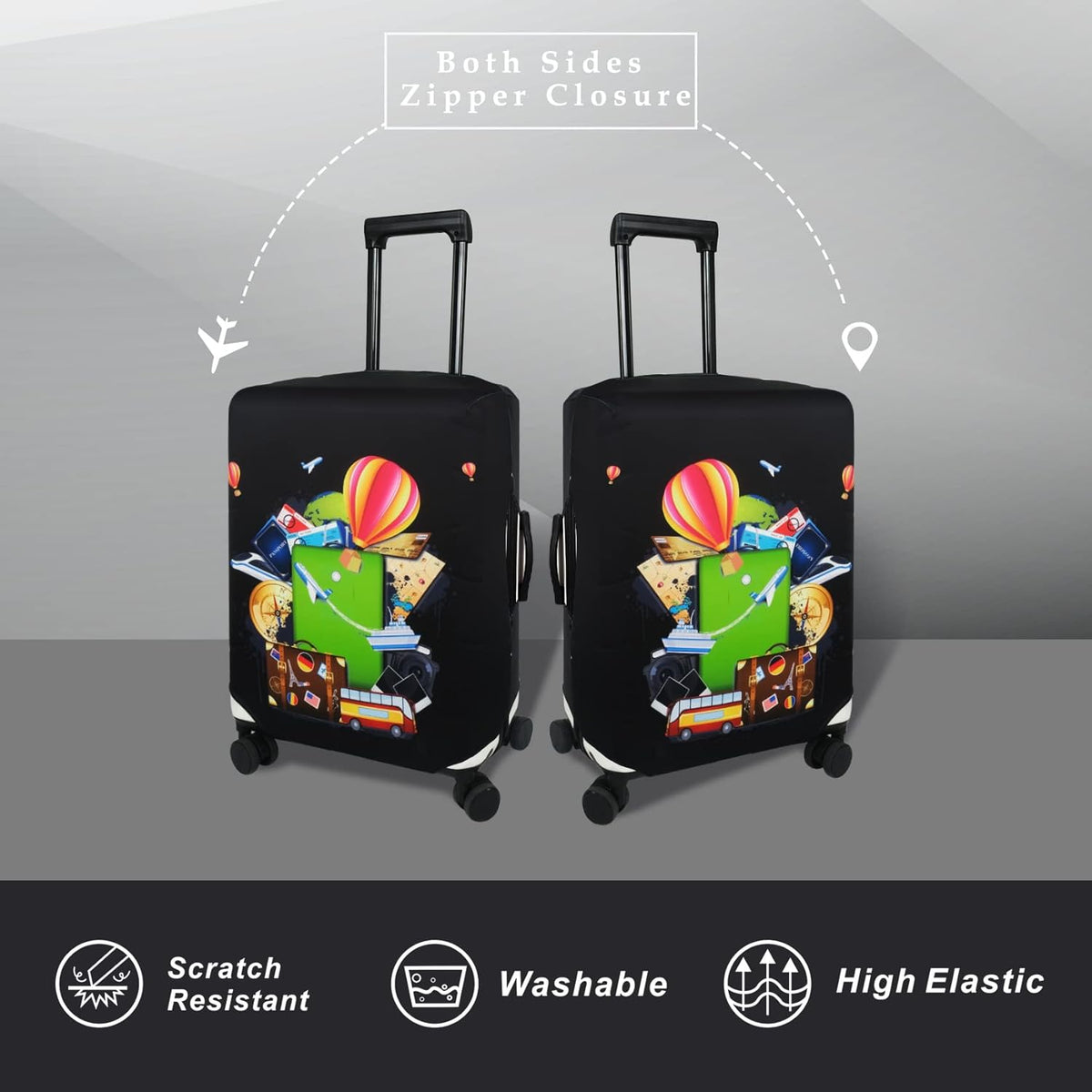 Explore Land Luggage Cover Suitcase Protector Fits 18-22 Inch Case (Travel, S)