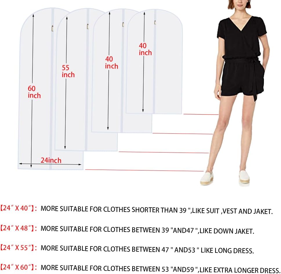 Garment Bags (set Of 12) for Wedding Dress Garment Bag Closet Cover for Open Closet Clothes Storage Bag with Zipper Gown Garment Bag for Long Dresses