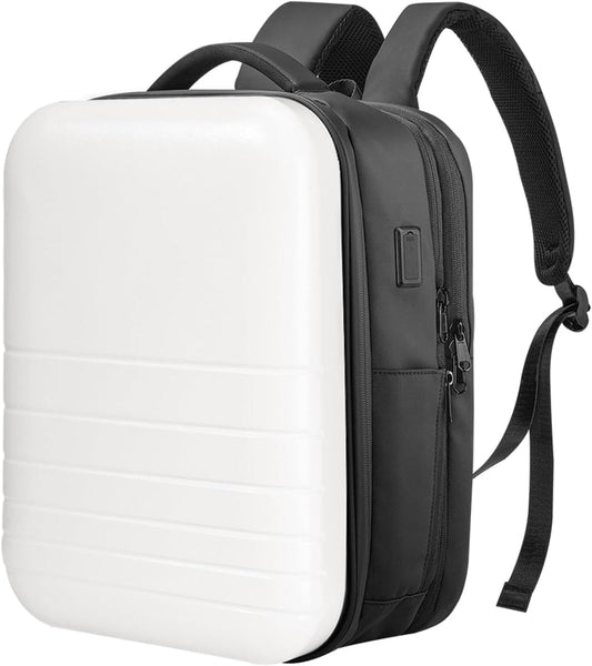 SOKOK Carry On Travel Backpack Waterproof Business Backpack Expandable with Laptop Compartment and Charging, Hardshell Computer Backpack for Men and Women, White