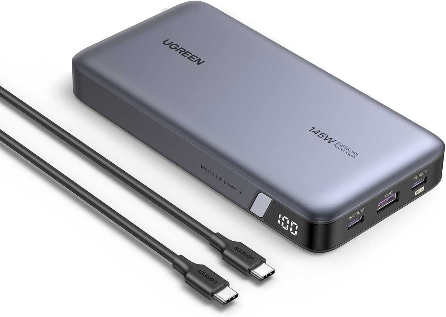 UGREEN Power Bank 25,000mAh 145W Laptop Portable Charger, Nexode 3-Port USB C PD Battery Pack, for MacBook Pro/Air, Dell XPS, iPhone 16/15/14, Galaxy S24, Steam Deck, iPad, and More