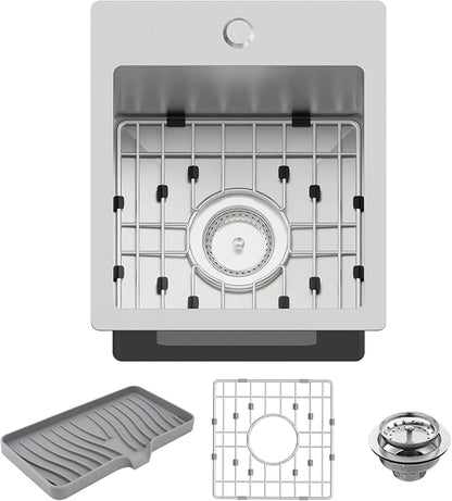Small Kitchen Sink, 13x15 Inch Bar Sink Stainless Steel Drop In Small Kitchen by FAUENPEEY