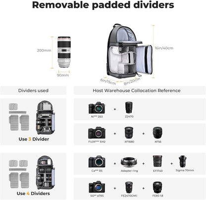 K&F Concept Camera Sling Bag Crossbody Bag Camera Shoulder Backpack DSLR/SLR/Mirrorless Photography Bags Compatible with Canon/Nikon/Sony/Fuji/Gopro/DJI