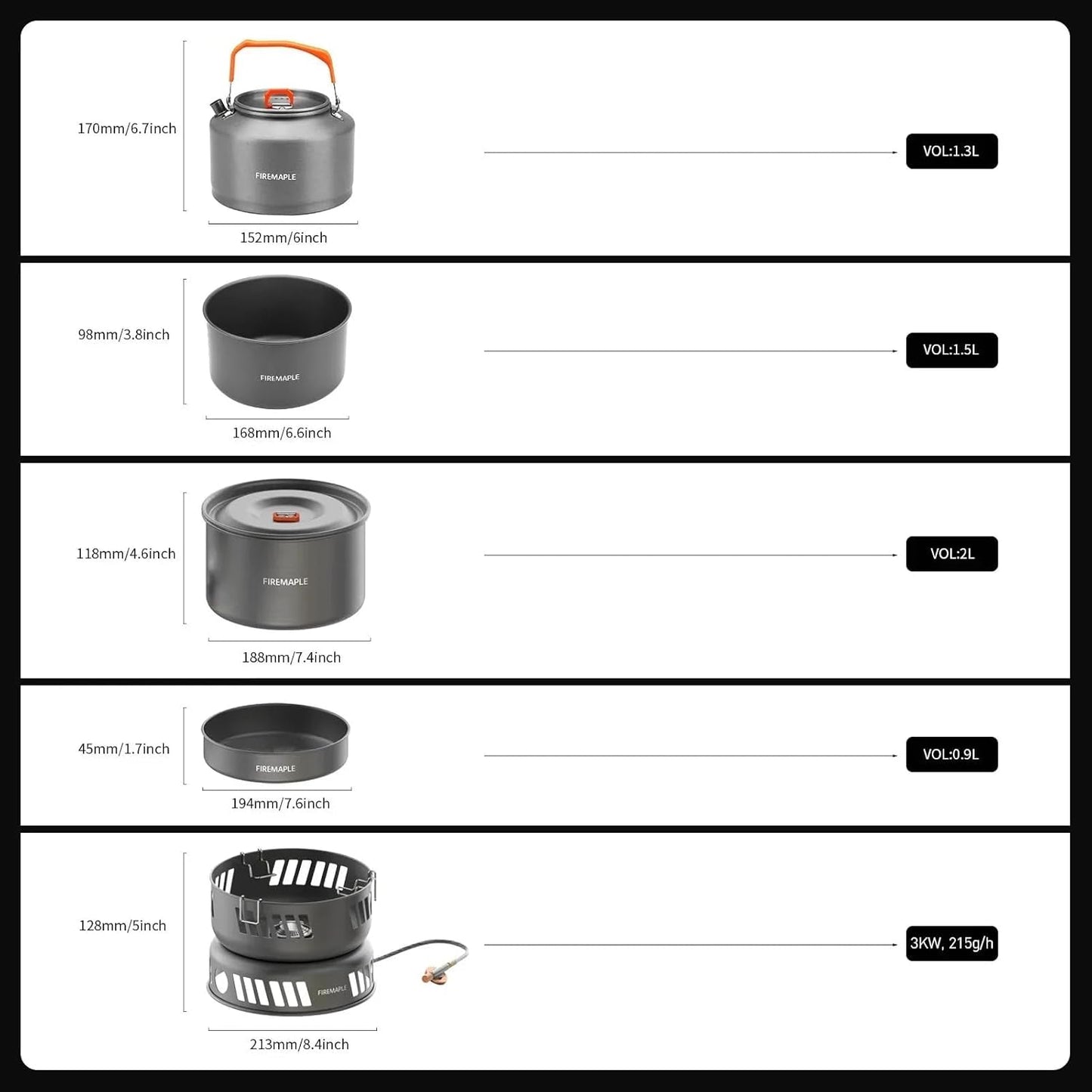 Fire Maple Versatile Outdoor Cooking Set Gas Stove Aluminum, Compact & Durable Camping Cookware Kit