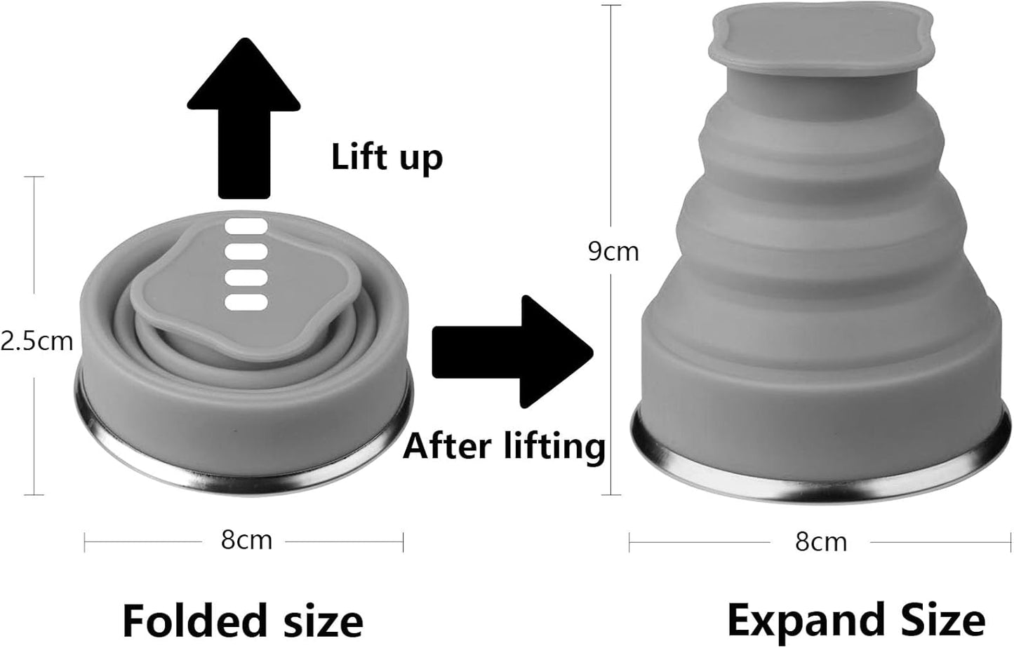 200ML Collapsible Cup - Silicone Foldable Cup-Expandable Folding Drinking Cup -Reusable Portable Mugs Cup For Travel, Camping, Hiking, Holiday Vacation, Outdoor Sports